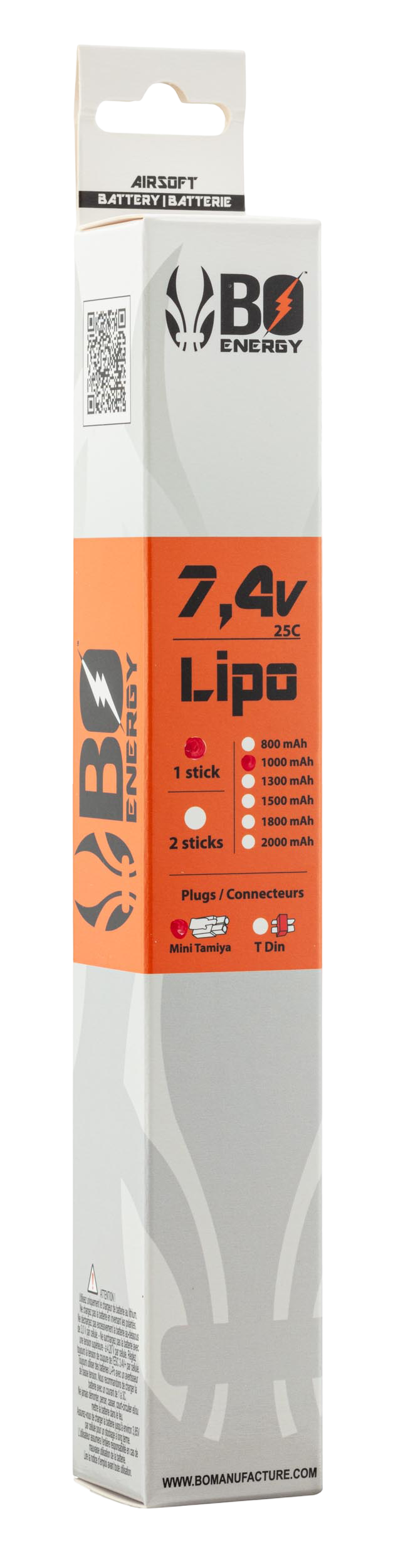 Batterie Lipo stick 7.4V 1000mAh 25C BO Manufacture