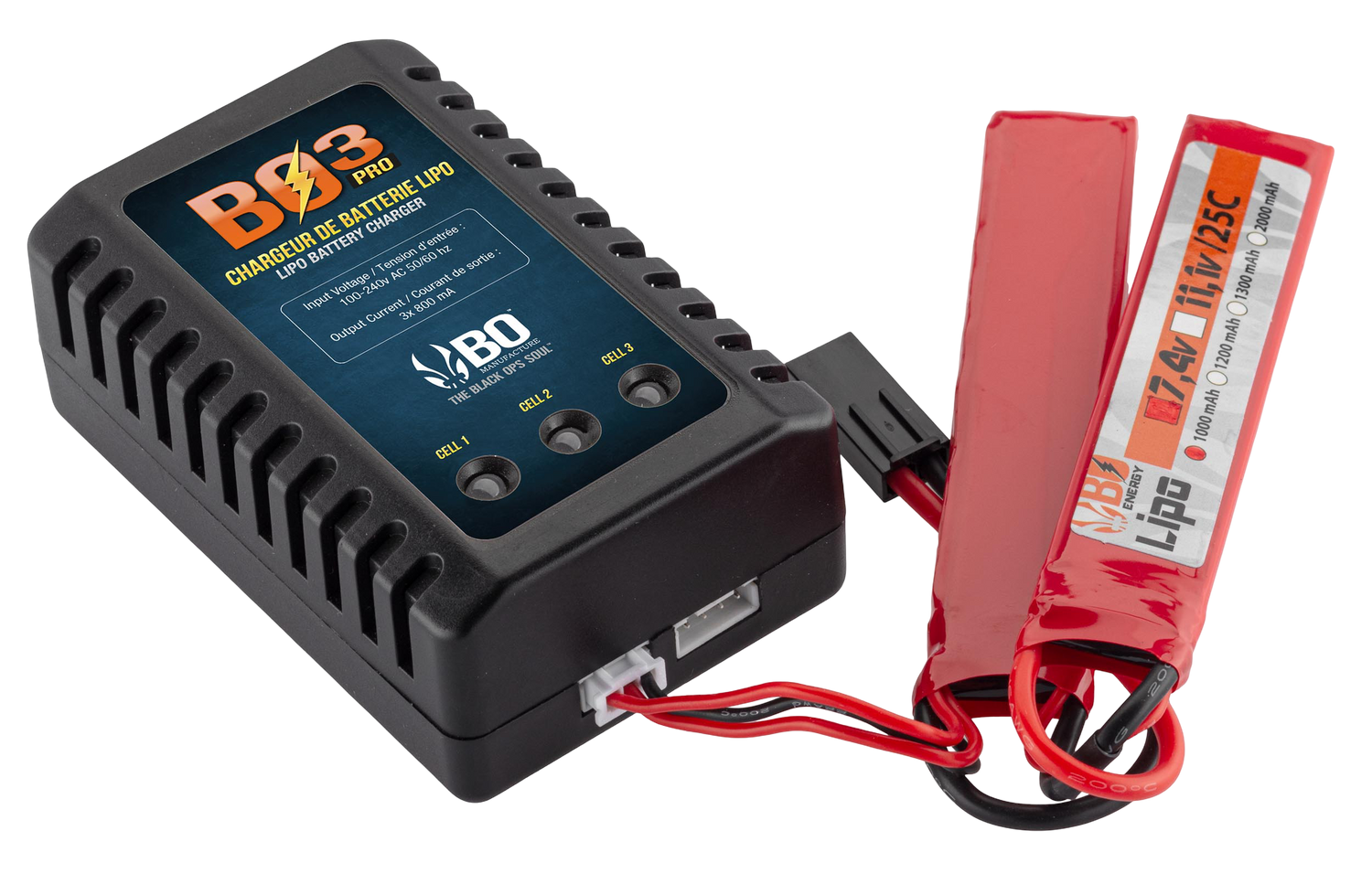 BO - Chargeur de batterie BO3 LiPo 7,4V et 11,1V