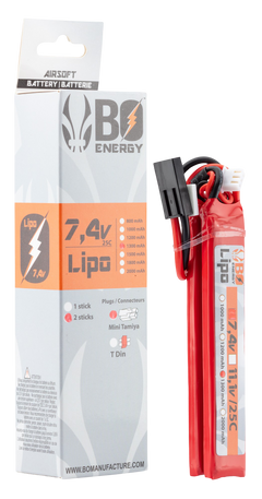 Batterie Lipo double stick 7.4V 1300mAh 25C BO Manufacture