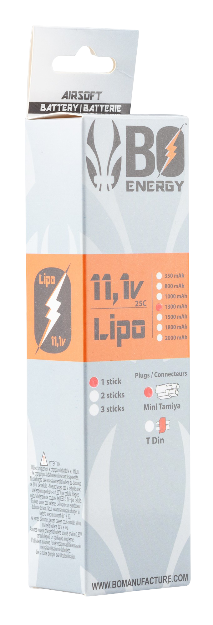 Batterie Lipo stick 11.1V 1300mAh 25C BO Manufacture