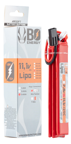 Batterie Lipo triple stick 11.1V 1300mAh 25C BO Manufacture