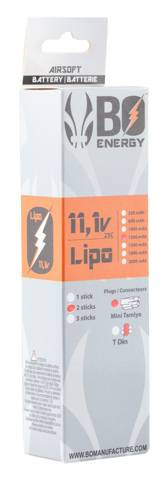 Batterie Lipo double stick 11.1V 1300mAh 25C BO Manufacture