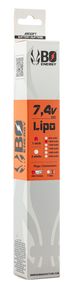 Batterie Lipo stick 7.4V 1000mAh 25C BO Manufacture