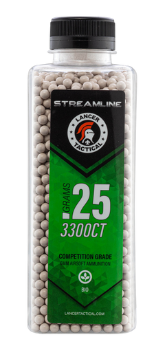 LANCER TACTICAL - Billes Airsoft STREAMLINE 0.25g BIO bouteille 3300 bbs Lancer Tactical