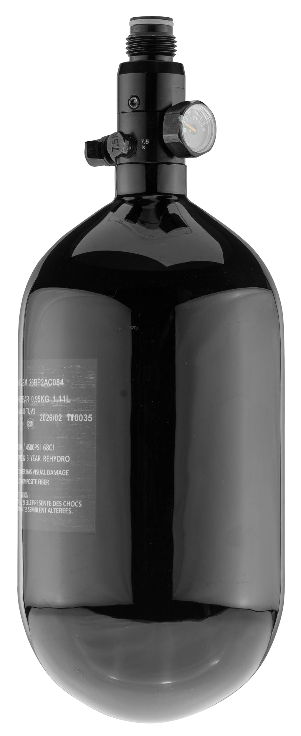 Bouteille BO Carbone vernis noir + régulateur 4500 PSI